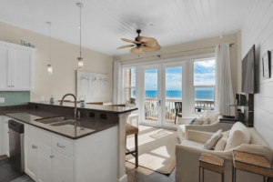 30a beachfront rentals, florida 30a, living room view of beach 30a